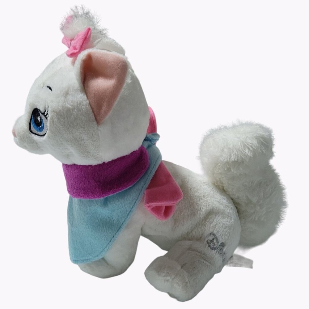 Disney Aristocats Marie 13 inch Plush Kitty Cat Pink Bow Bib Stuffed Animal Toy